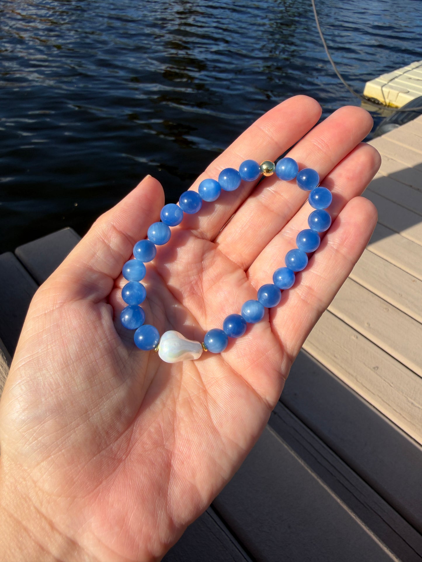 Blue Aventurine with Pearl