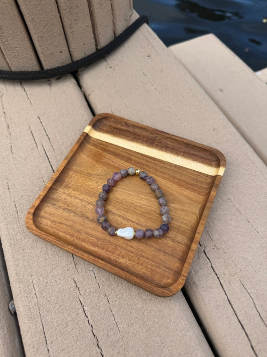 Chevron Amethyst with Pearl