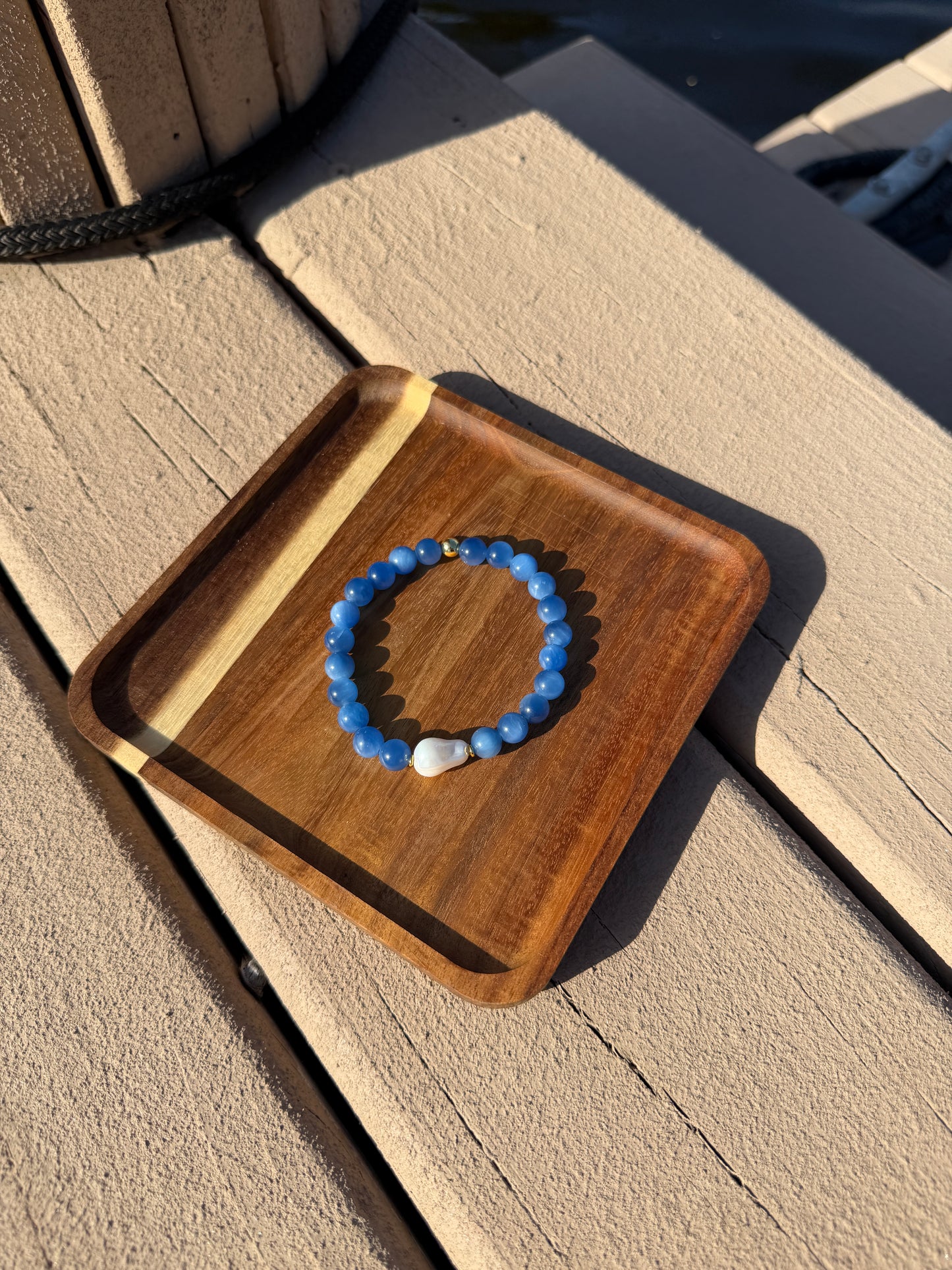 Blue Aventurine with Pearl