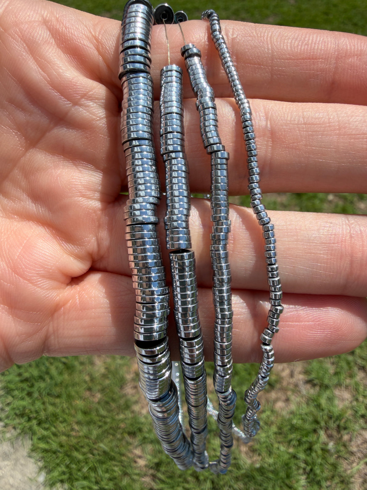 Silver Disc Hematite