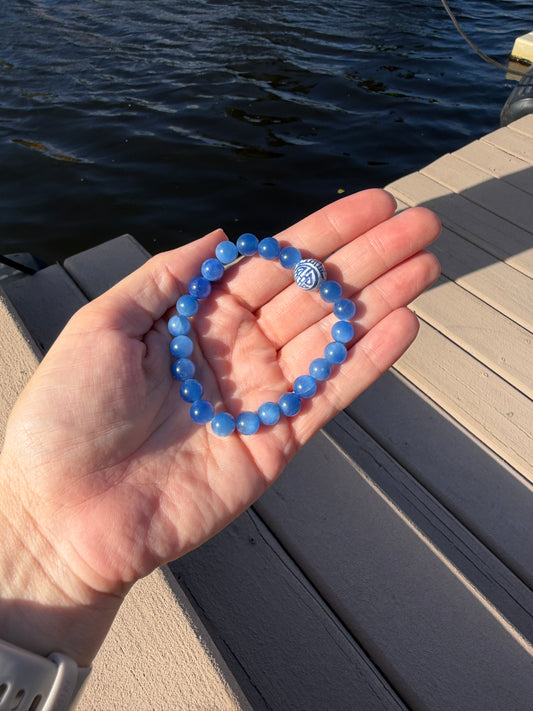 Blue Aventurine with Porcelain Bead