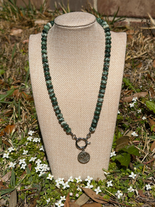 Green Rondelle with charm