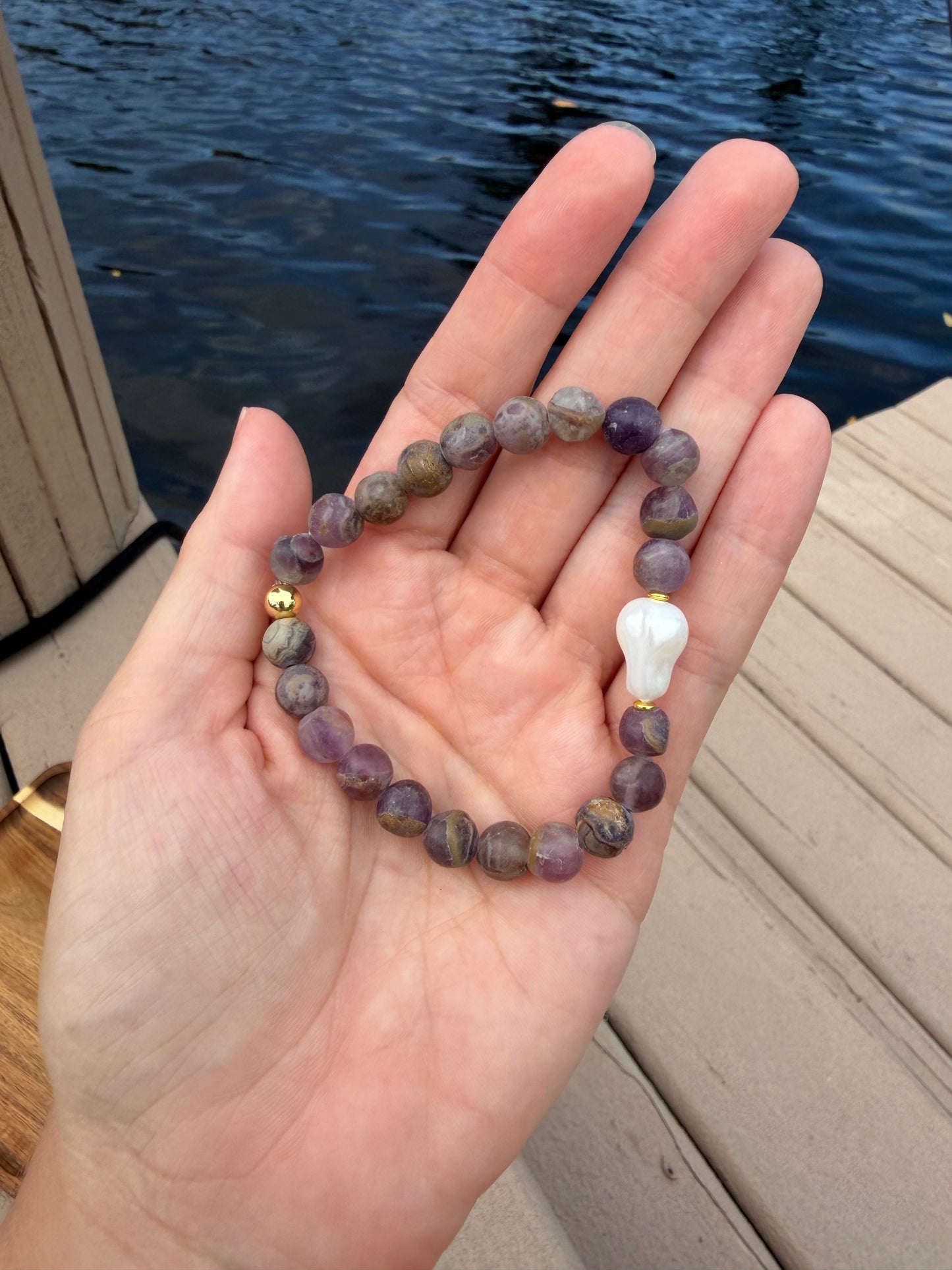 Chevron Amethyst with Pearl