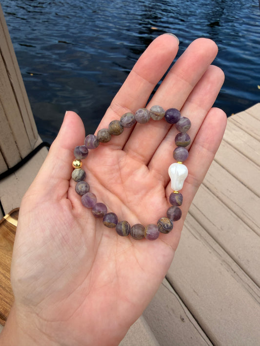Chevron Amethyst with Pearl