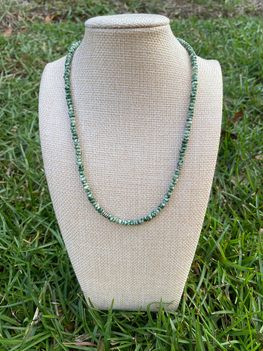 Natural green dalmatian beads