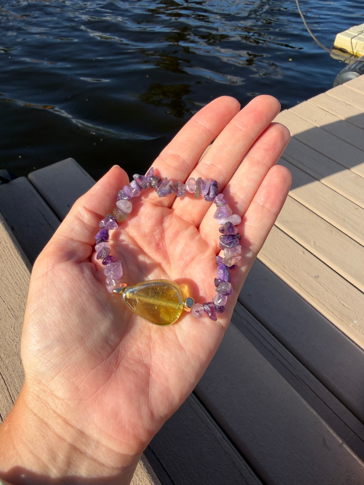 Amethyst Chips with Glass Focal